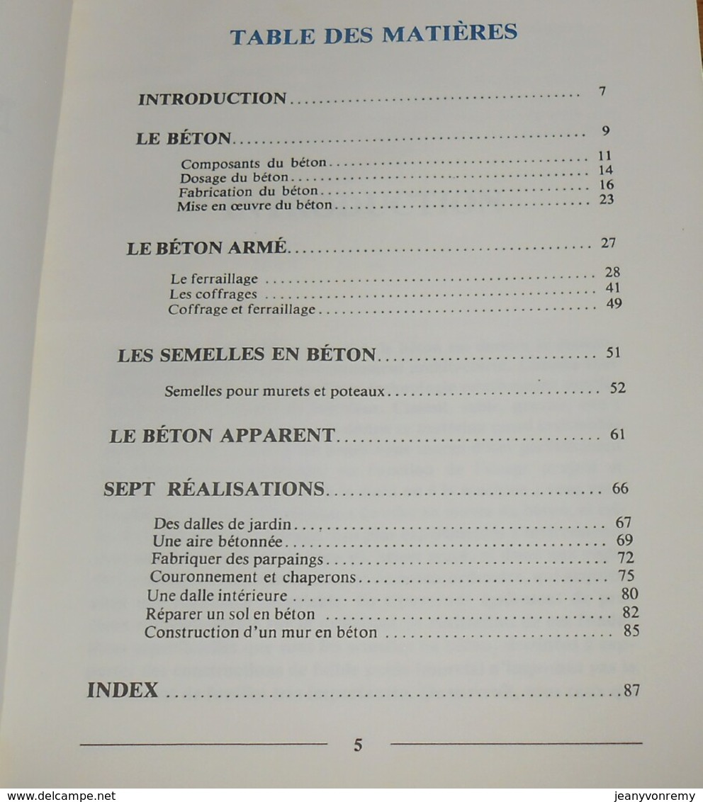 Maçonnerie. Le Béton. Robert Longechal. 1980. - Bricolage / Technique