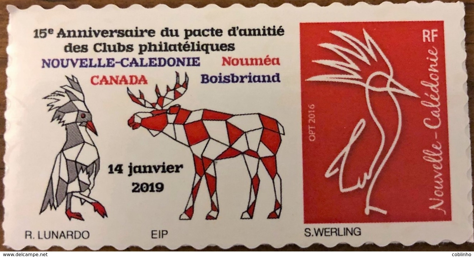 NOUVELLE CALEDONIE (New Caledonia)- Timbre Personnalisé - Club Le Cagou - 2019 - Unused Stamps