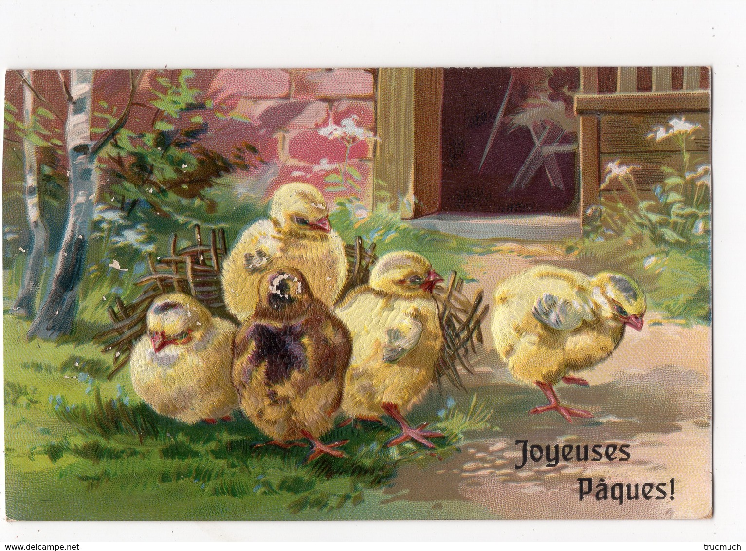 200 - JOYEUSES PÂQUES  -  Une Bande De Poussins  *gaufrée* - Ostern