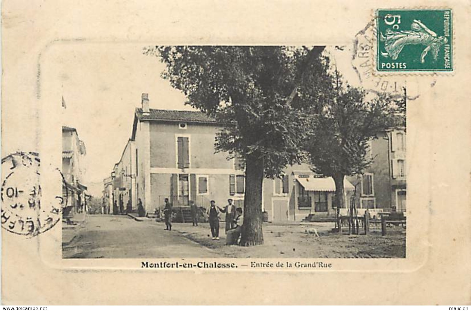 - Dpts Div -ref-AL240- Landes - Montfort En Chalosse - Entrée De La Grande Rue - Café - Cafés - Pourtour Cadre - - Montfort En Chalosse