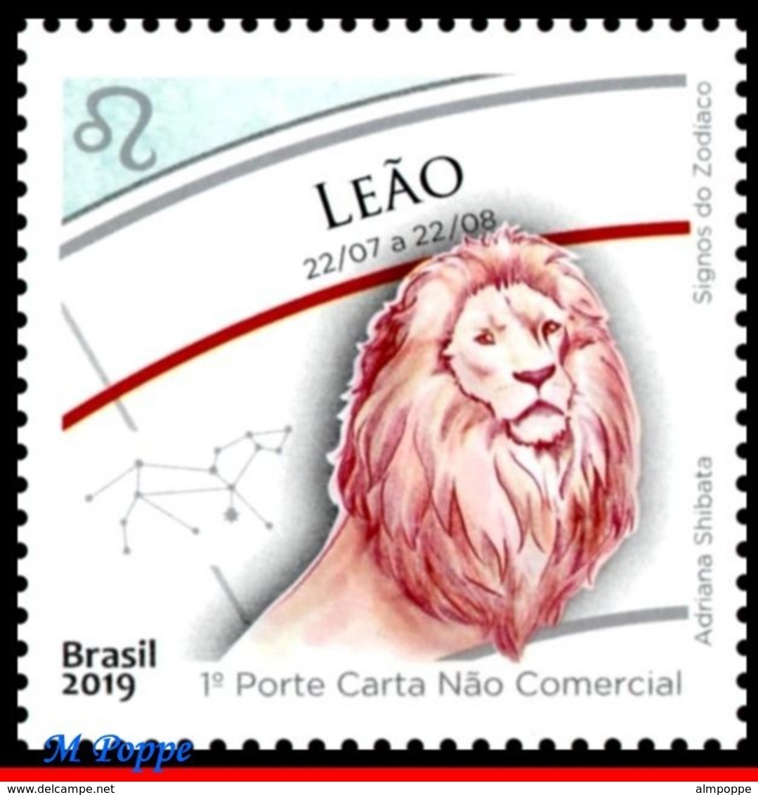 Ref. BR-V2019-SIGN BRAZIL 2019 - ZODIAC SIGNS, ARIES, TAURUS GEMINI CANCER LEO, SET MNH, ASTROLOGY 3V