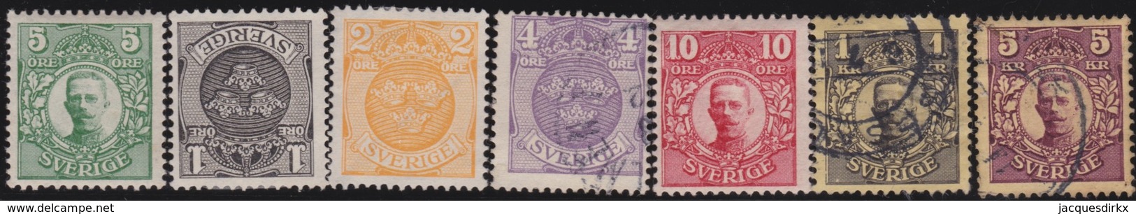 Sweden   .   Yvert   55/61      .      O  And  *    .      Cancelled And Mint-hinged - Unused Stamps
