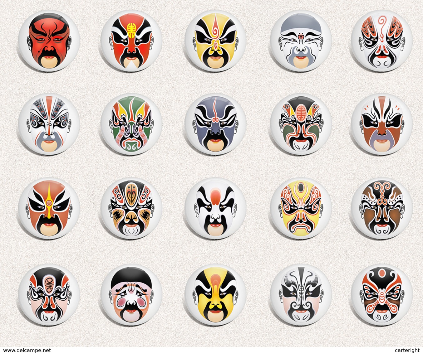 125 X Peking Opera mask Beijing Opera Facial Masks BADGE BUTTON PIN SET  (1inch/25mm diameter)