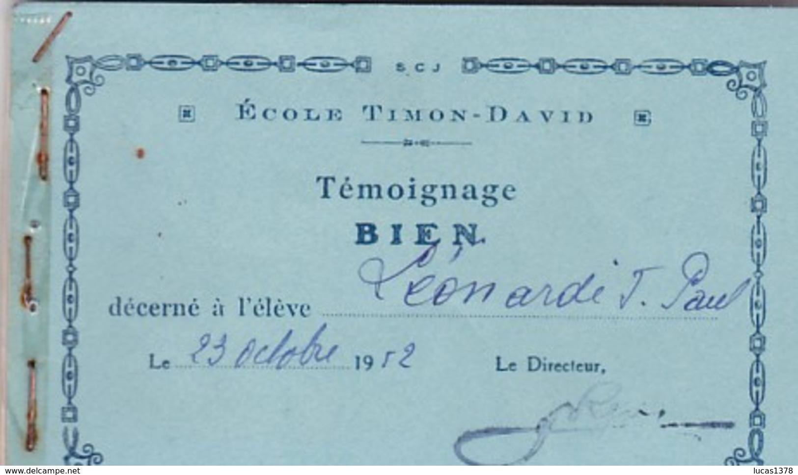 JOLI CARNET DE 17 TEMOIGNAGES BIEN ET TRES BIEN 1952 /MARSEILLE ECOLE TIMON DAVID - Diplômes & Bulletins Scolaires