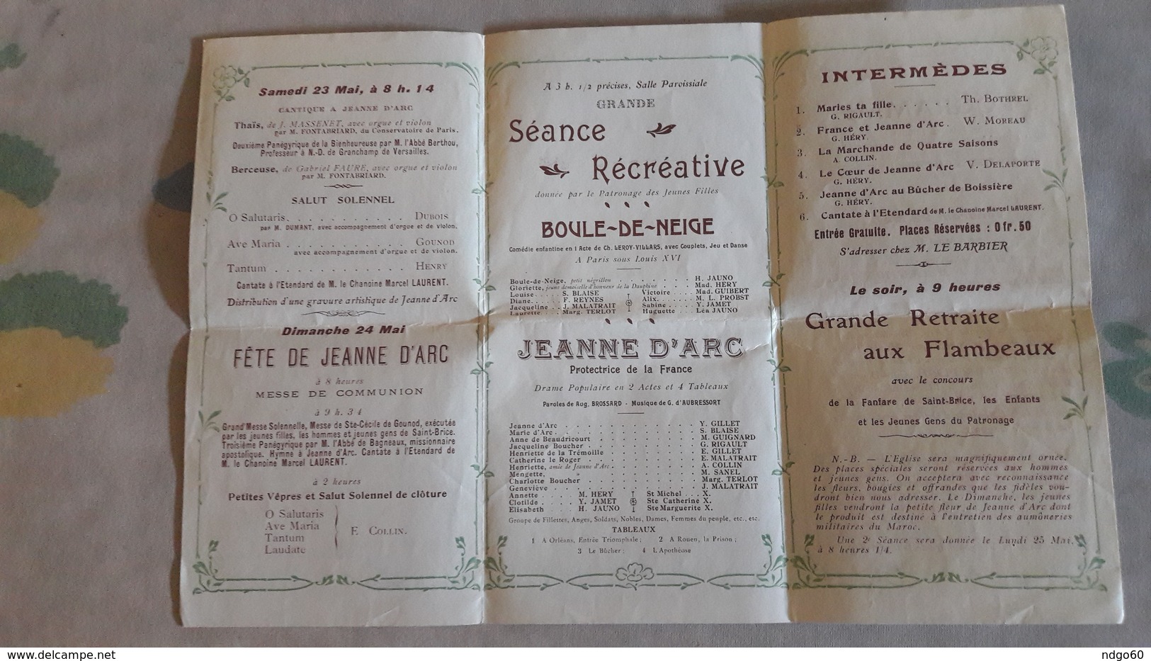 Programme (dépliant En 3 Volets) - Paroisse Saint Brice (95) Triduum Solennel Pour La Bienheureuse Jeanne D 'Arc - Programmes