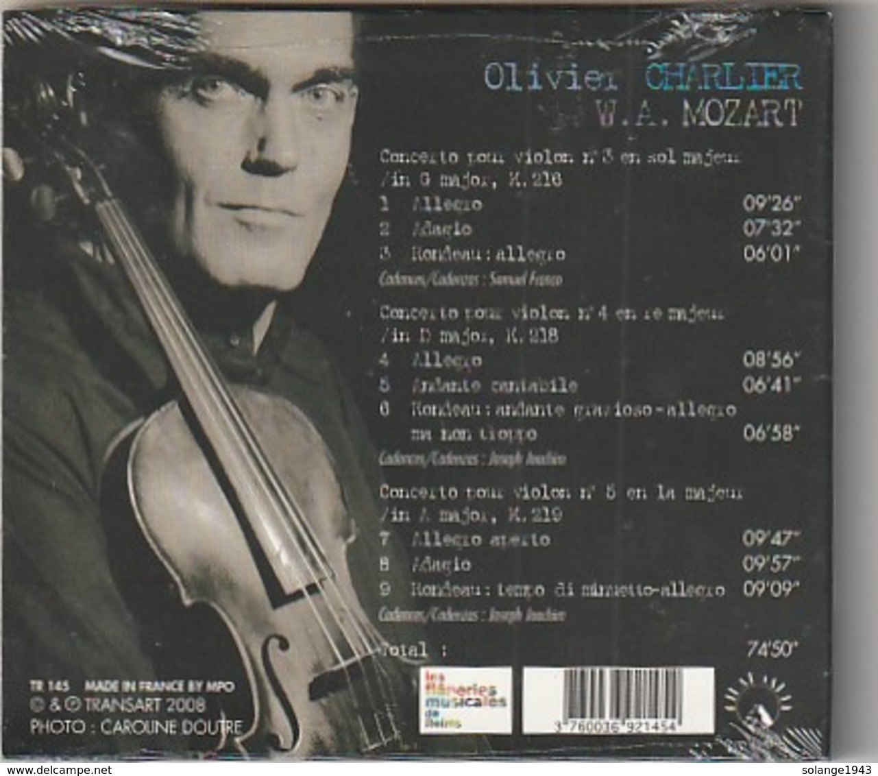 CD  MOZART Olivier Charlier  Violon Concertos   Etat: TTB Port 110 GR - Classique