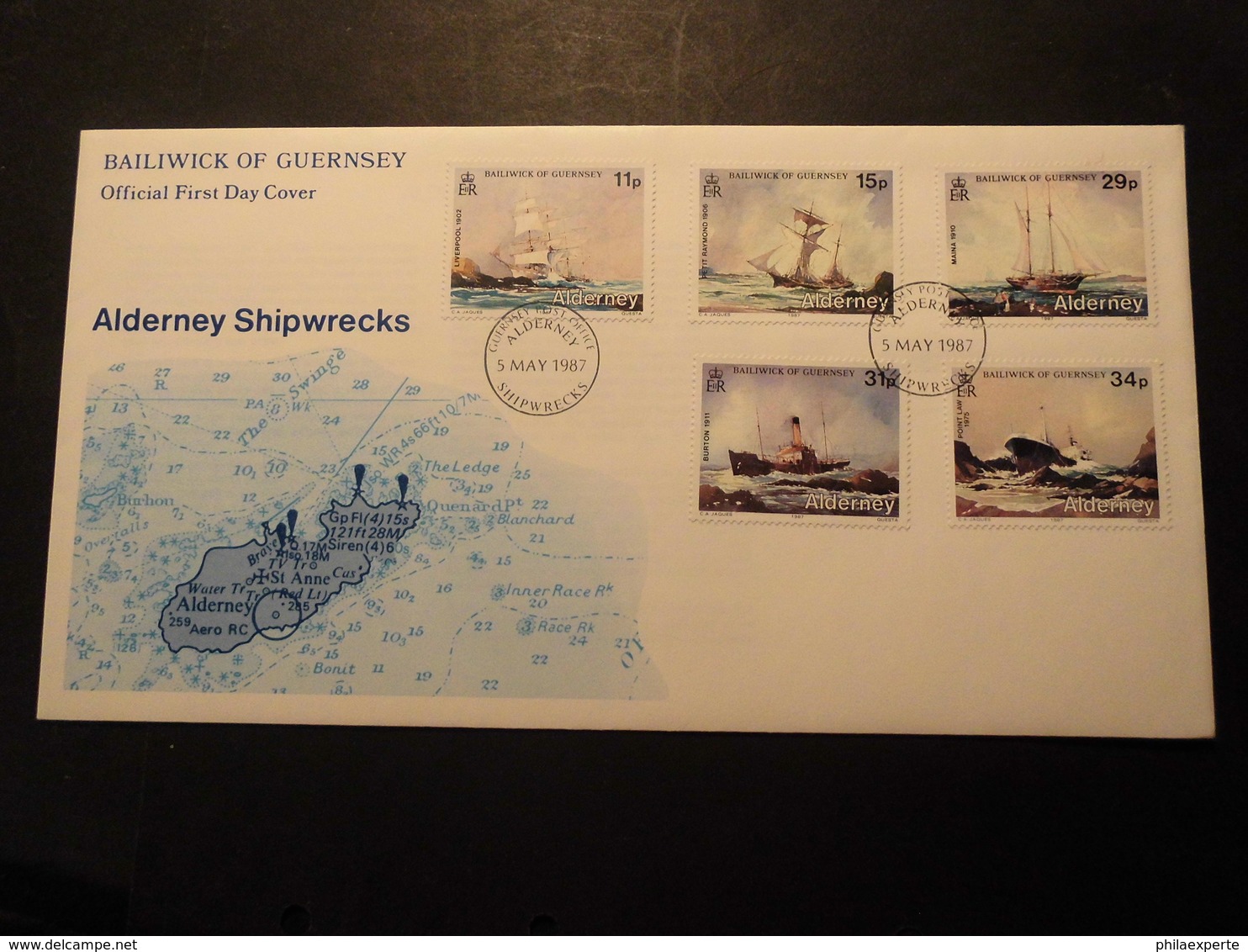 Alderney Mi.32/36 FDC Mi. 25.-€ - Alderney