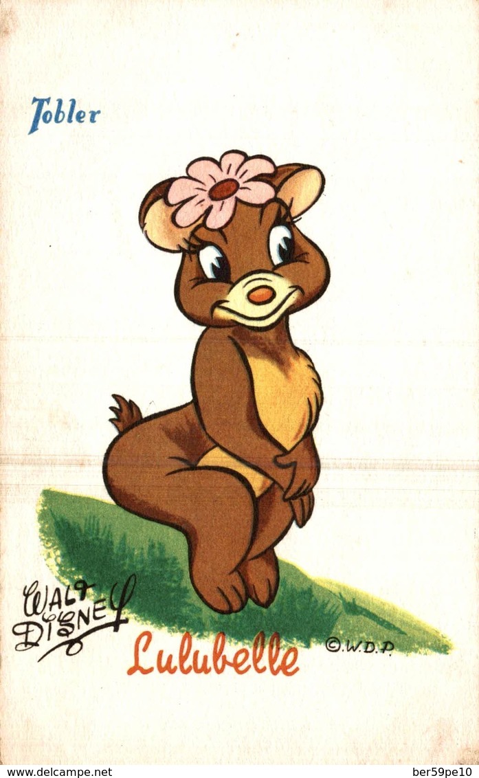 CARTE POSTALE PUBLICITAIRE CHOCOLATS TOBLER  WALT-DISNEY  LULUBELLE - Autres & Non Classés