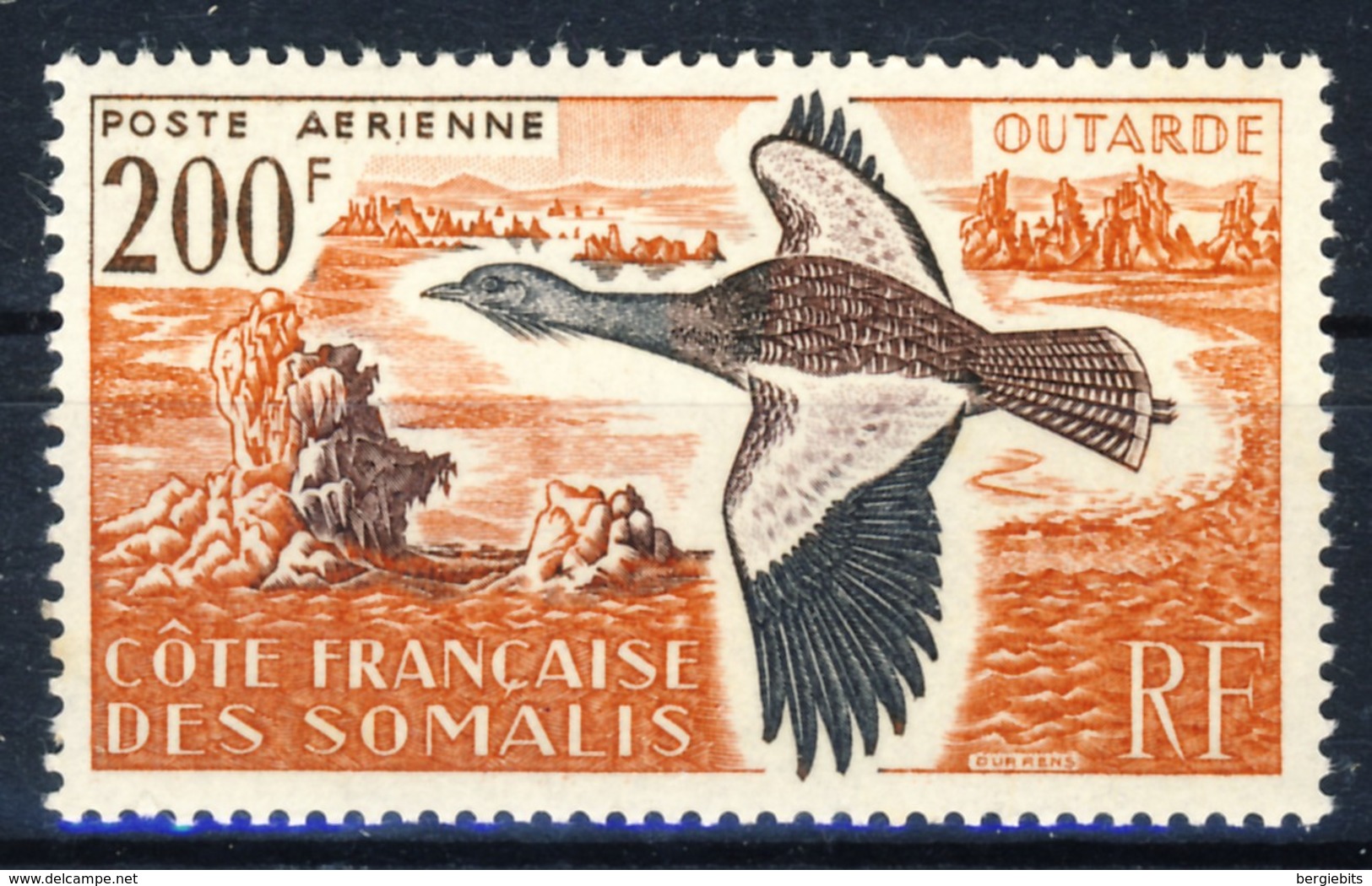 1960 French Somalia MNH OG High Value Stamp "Birds" Yv. A28 - Unused Stamps