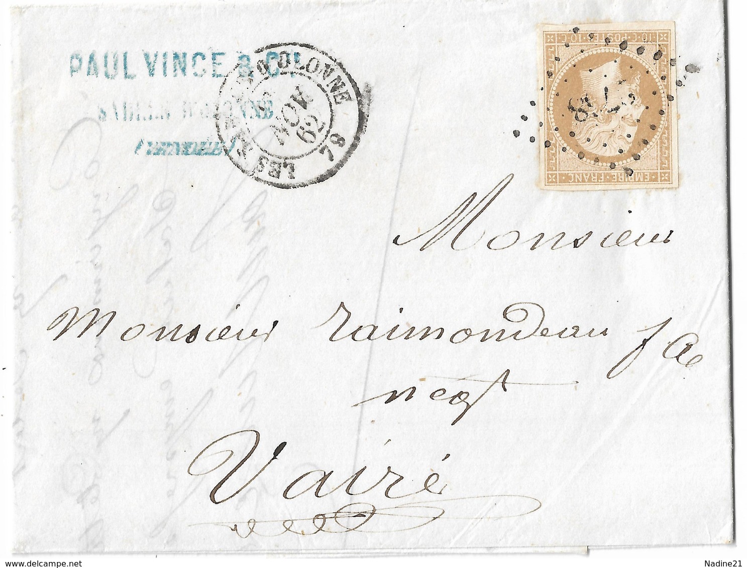013. LAC N°13 Type II Bistre-Brun - Càd Les Sables D'Olonne (VENDEE) - 1862 - 1849-1876: Période Classique