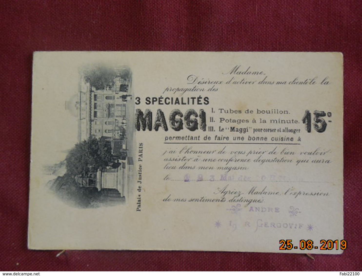 CPA - Paris - Carte Commerciale - Publicité Maggi - André, 19 Rue Gergovie - Arrondissement: 14
