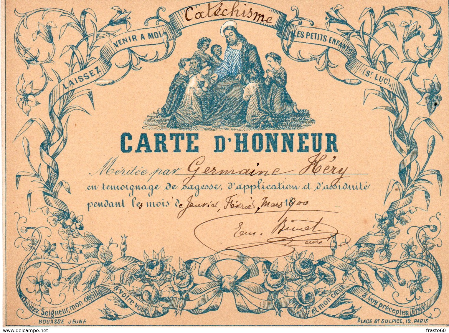 Carte D ' Honneur Pour Le Catéchisme - Diplômes & Bulletins Scolaires