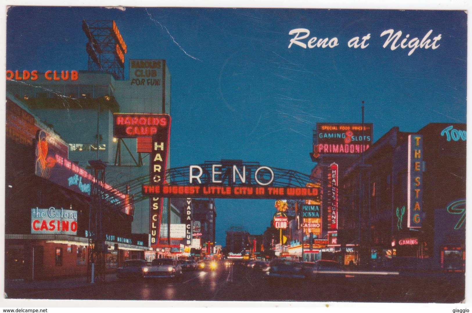 °°° 13816 - USA - NV - RENO AT NIGHT - 1962 With Stamps °°° - Reno
