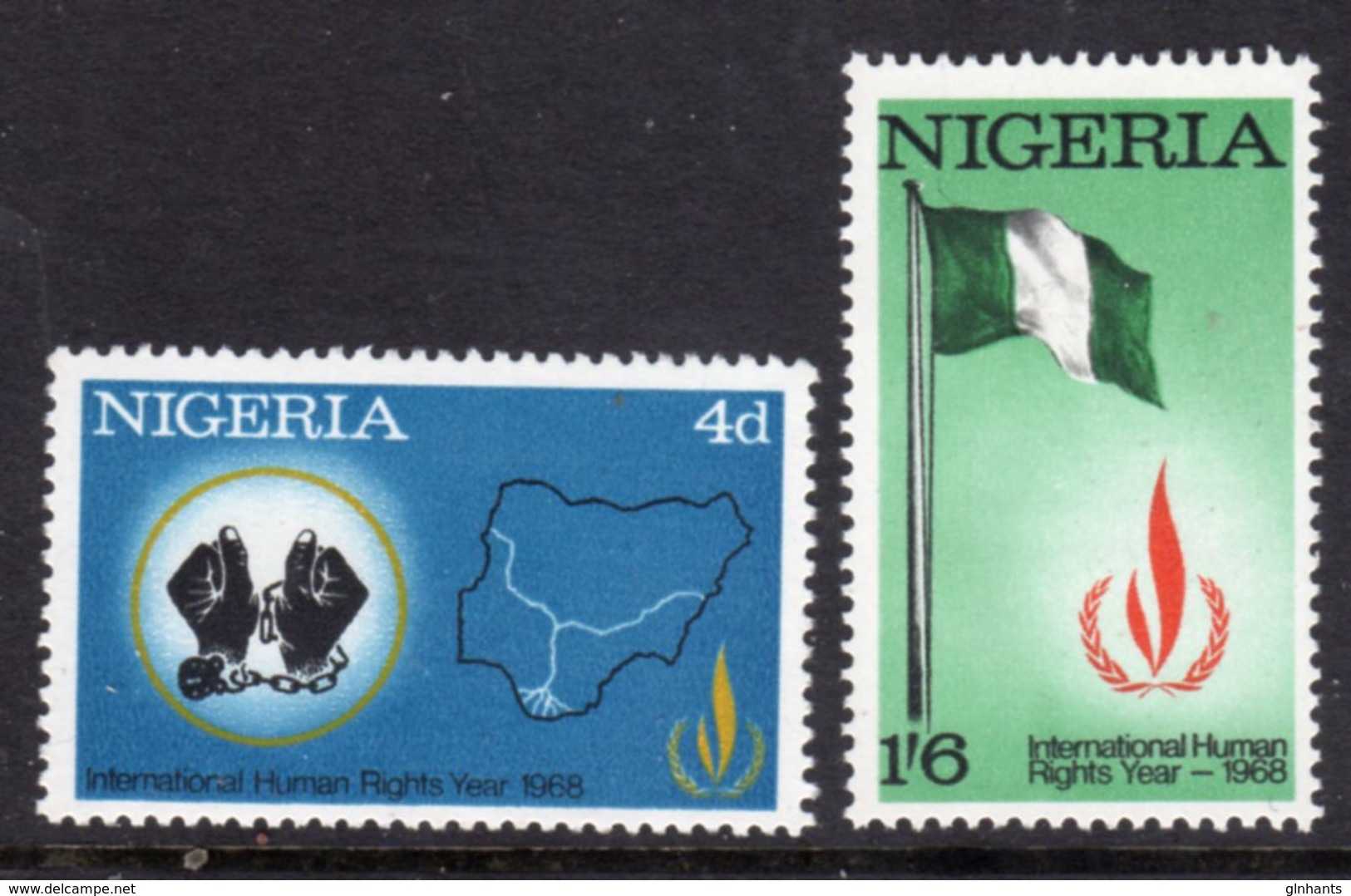 NIGERIA - 1968 HUMAN RIGHTS YEAR SET (2V) FINE MNH ** SG 209-210 - Nigeria (1961-...)