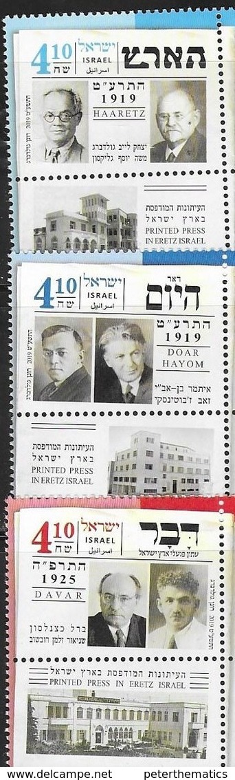 ISRAEL, 2019, MNH, PRESS, NEWSPAPERS, 3v - Unclassified