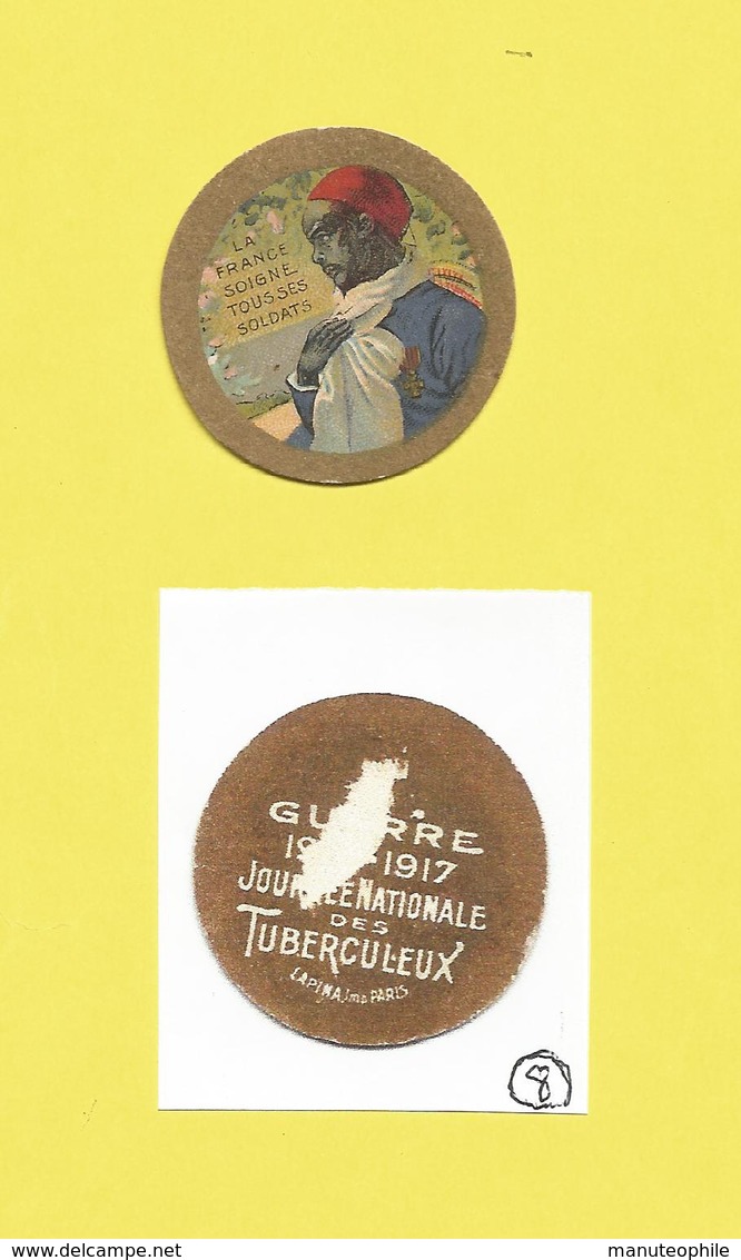 Insignes En Carton Journée Nationale Des Tuberculeux Anciens Militaires Guerre 1914 - 1917 Peu Courant Voir Rare - Antituberculeux