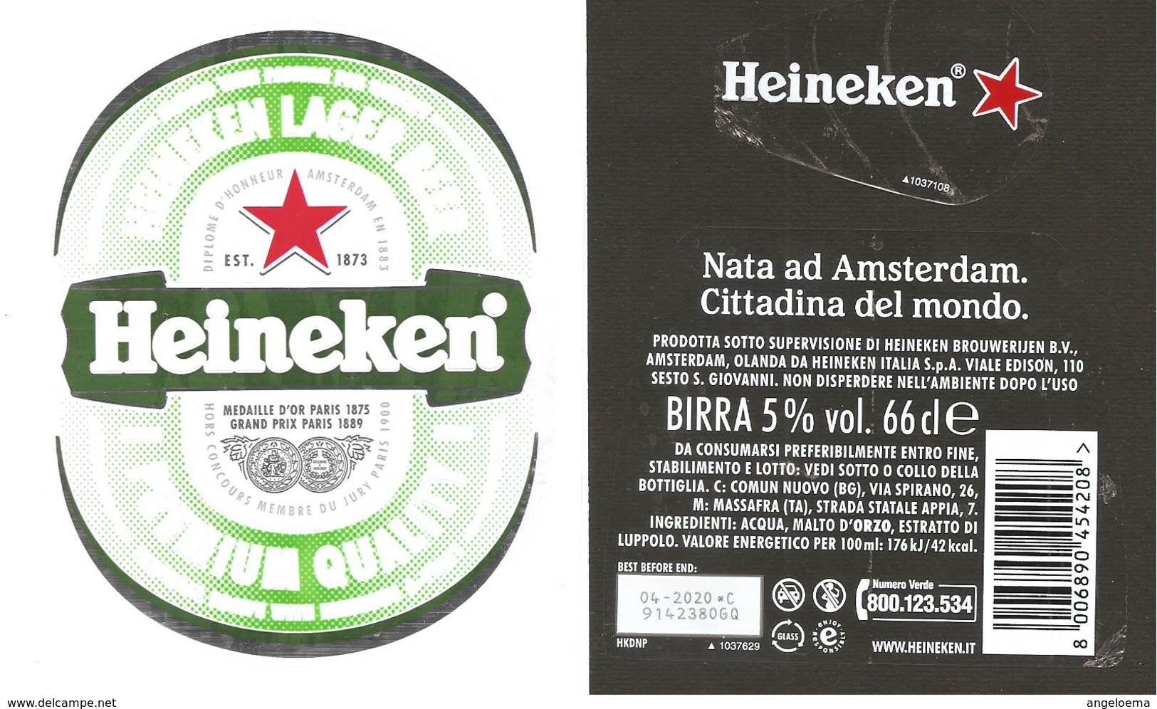 OLANDA - Etichetta Birra Beer Bière HEINEKEN Etichetta Adesiva - Birra