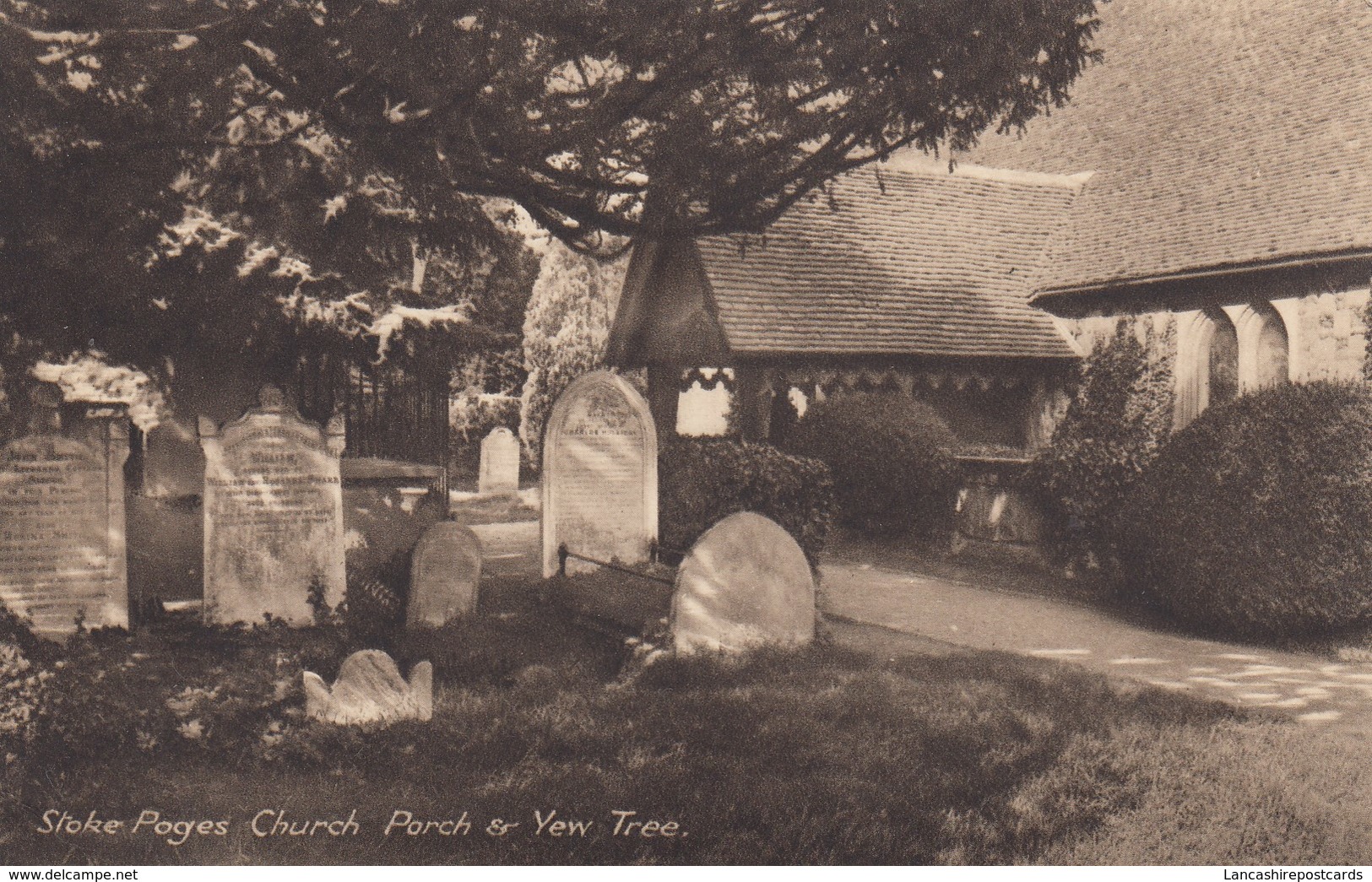 Postcard Stoke Poges Church Porch & Yew Tree My Ref  B13597 - Buckinghamshire