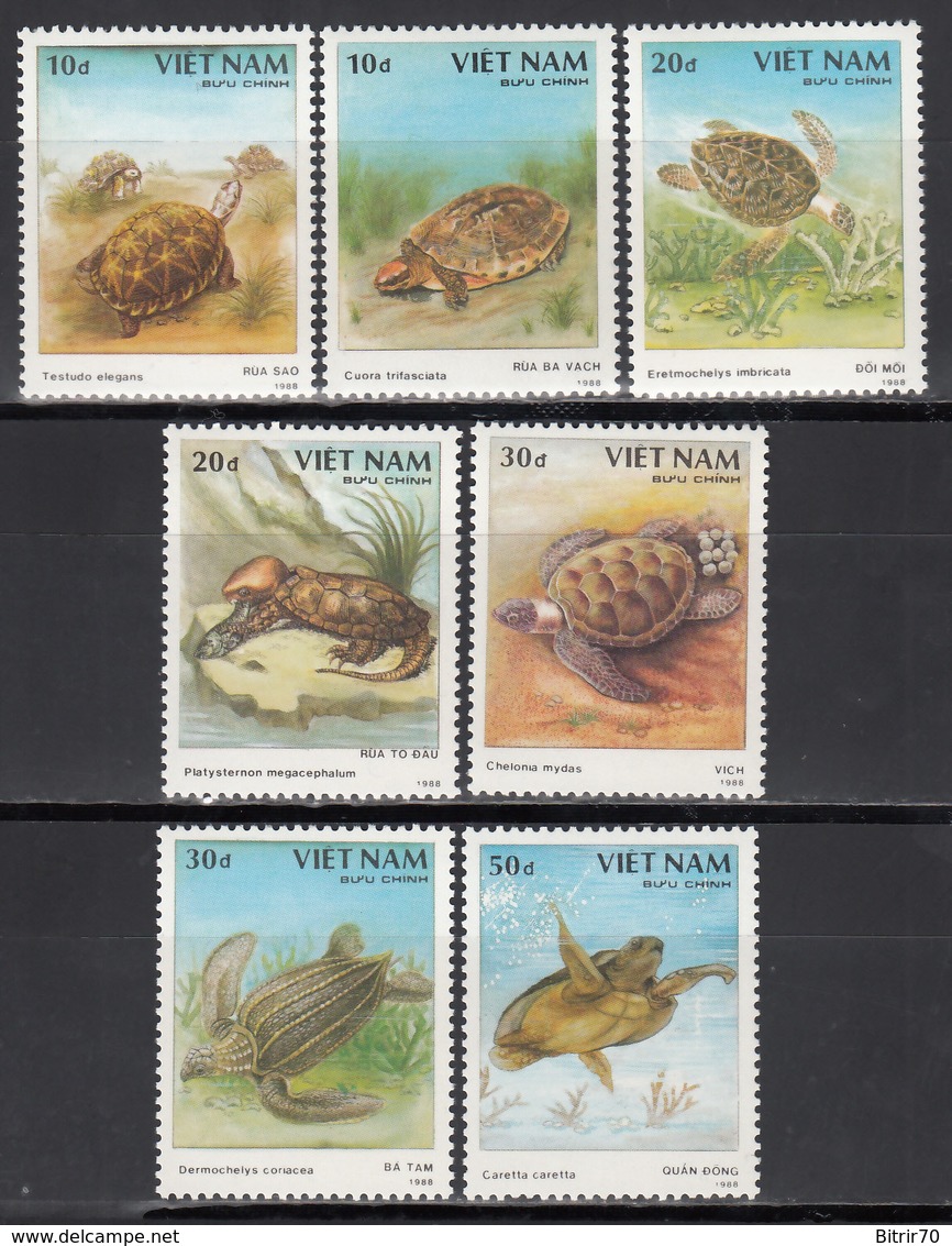 Vietnam, 1989  Yvert Nº 868A / 68G MNH, Tortuga Estrella India, Tortuga Carey, Tortuga Cabezona Asiática, Etc. - Tortugas