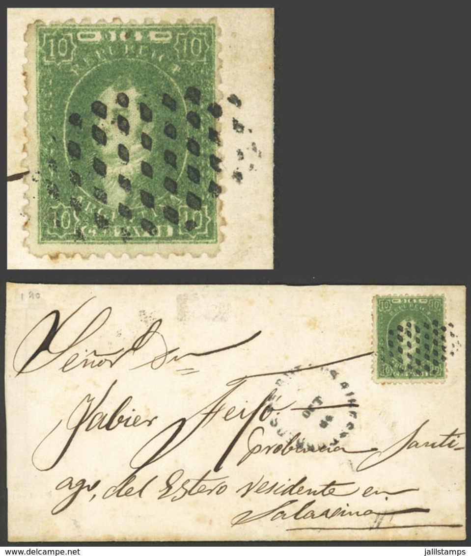 ARGENTINA: GJ.23, 10c. Worn Impression With Perfect Perforation (rare!), Franking A Folded Cover From Buenos Aires To Sa - Cartas & Documentos