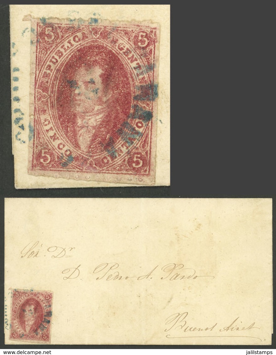 ARGENTINA: GJ.25, 4th Printing, Superb Example Franking A Folded Cover To Buenos Aires, With Blue Rimless Datestamp Of P - Briefe U. Dokumente