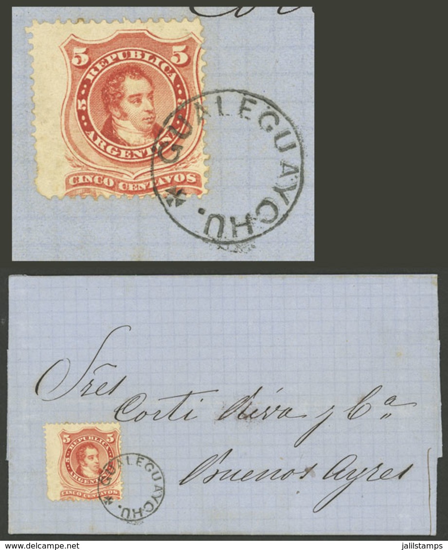 ARGENTINA: Entire Letter Sent To Buenos Aires On 1/OC/1871, With Postage Of 5c. (GJ.38) And A Spectacular Circular Cance - Lettres & Documents