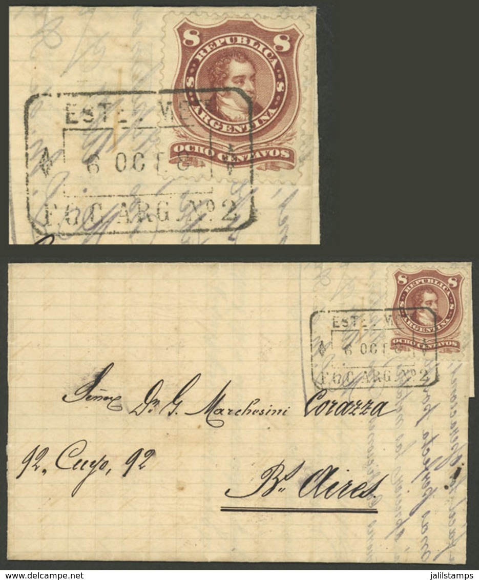 ARGENTINA: Folded Cover Sent To Buenos Aires On 6/OC/1884 With Postage Of 8c. And Cancelled "ESTAFETA AMBULANTE - F.C.C. - Storia Postale