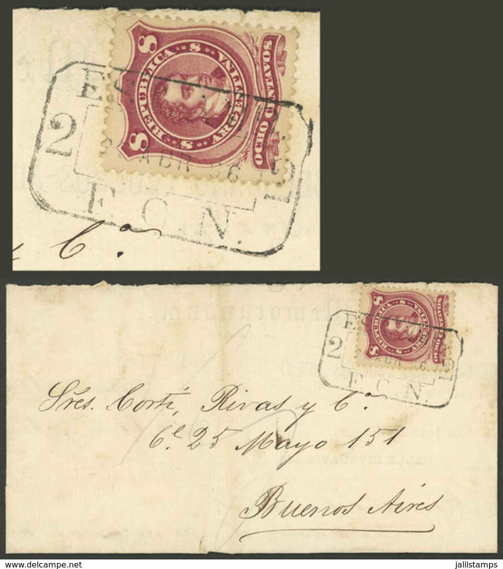 ARGENTINA: Letter Sent By Compañía Gas De Belgrano To Buenos Aires On 21/AP/1886, With 8c. Postage And Rectangular Dates - Briefe U. Dokumente