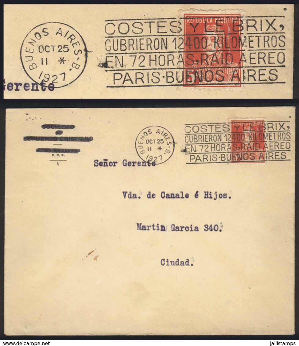 ARGENTINA: Cover With Special Slogan Cancel: "Costes Y Le Brix Cubrieron 12400 Kilómetros En 72 Horas - Raid Aéreo Paris - Covers & Documents