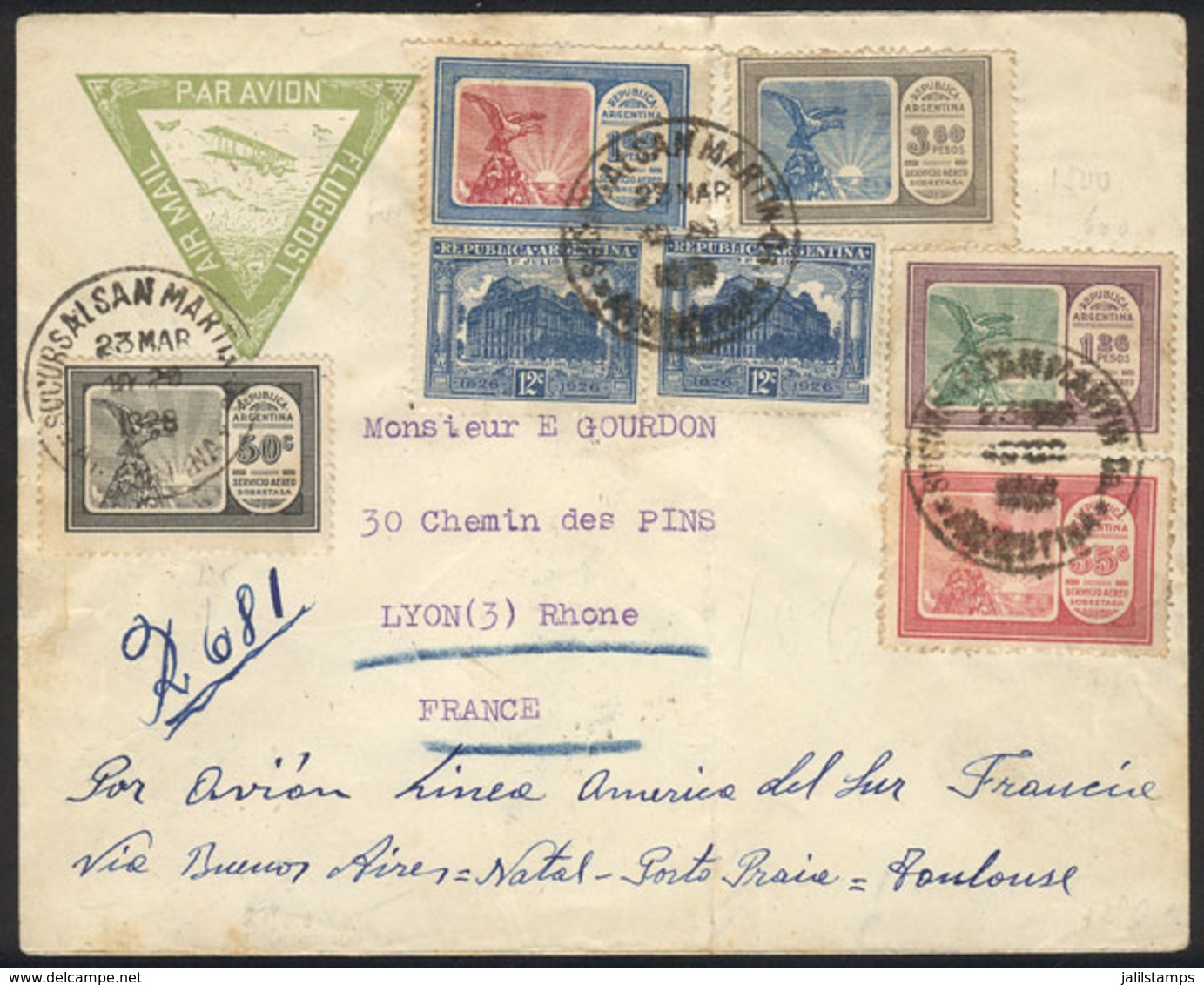 ARGENTINA: 23/MAR/1930 Buenos Aires - France, Registered Airmail Cover Sent To Paris With Nice Multicolor Postage Includ - Brieven En Documenten