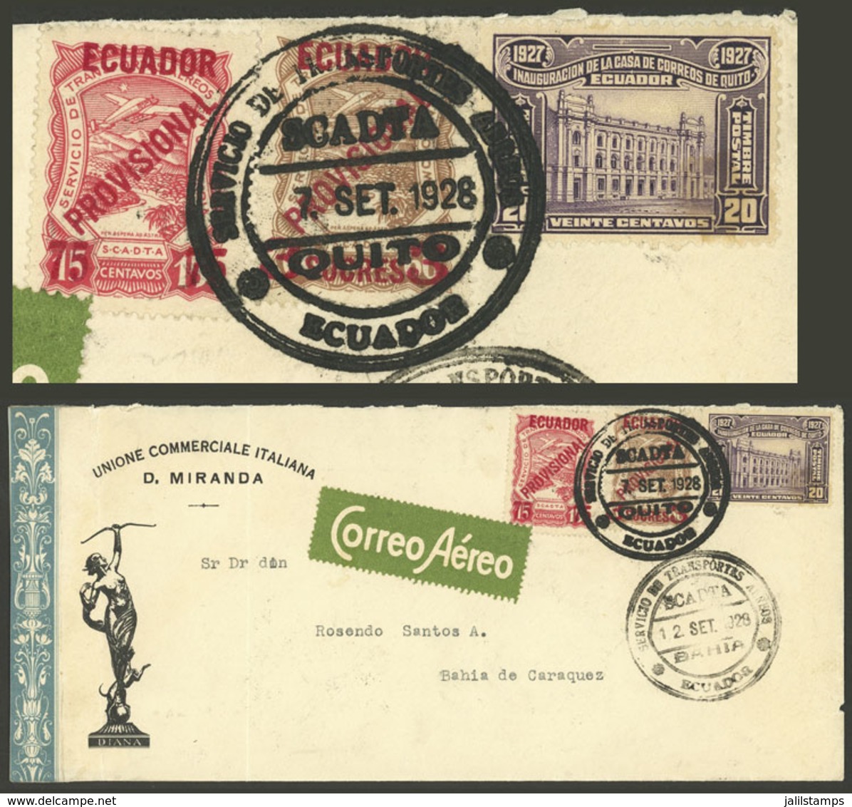 ECUADOR: Yv.2 + 5, Cover Franked With Definitive Stamp Of 20c. To Pay The Surface Rate + 3.75S. (Yvert 2 + 5) Paying The - Ecuador