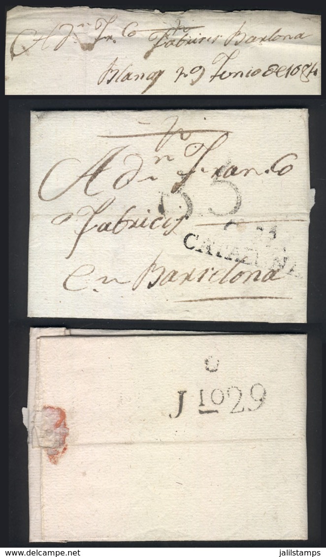 SPAIN: VERY OLD LETTER, Used In Barcelona On 29/JUN/1684 With Postal Markings On Front And Back, Superb, Rare Due To Its - ...-1850 Prephilately