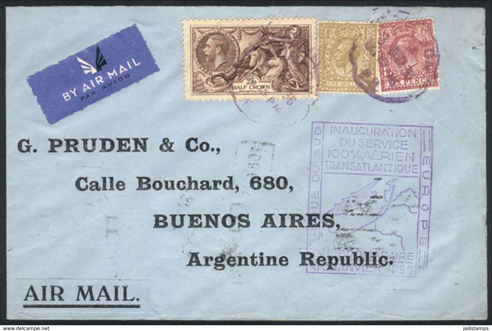 GREAT BRITAIN: 3/JA/1936 London - Argentina, By Air France, Airmail Cover Flown On First Transatlantic 100% Airmail Serv - Sonstige & Ohne Zuordnung