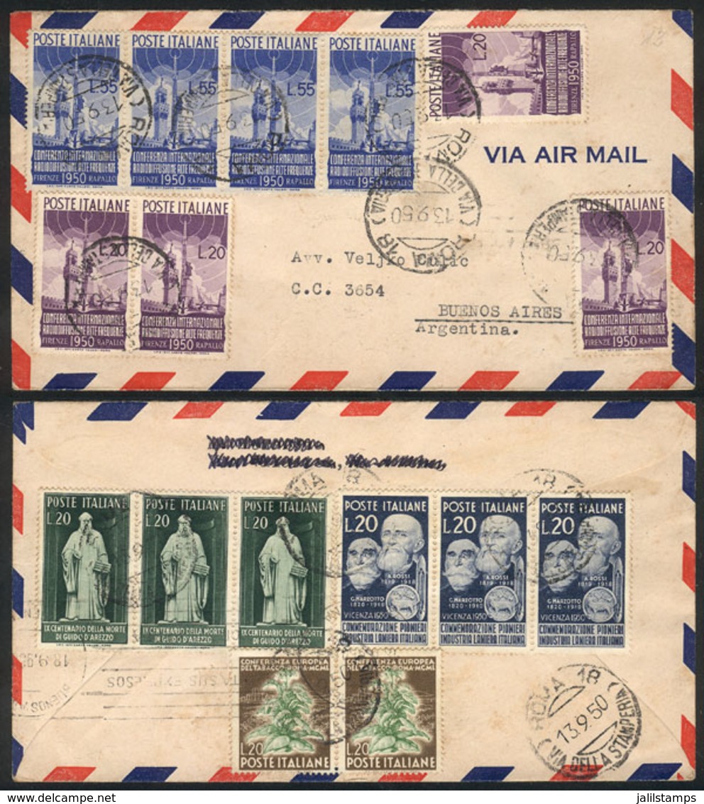 ITALY: Airmail Cover Franked On Front And Back, Including Yvert 561/2  X4 (Yvert Catalog Value Euros 520 In Used), Sent  - Other & Unclassified
