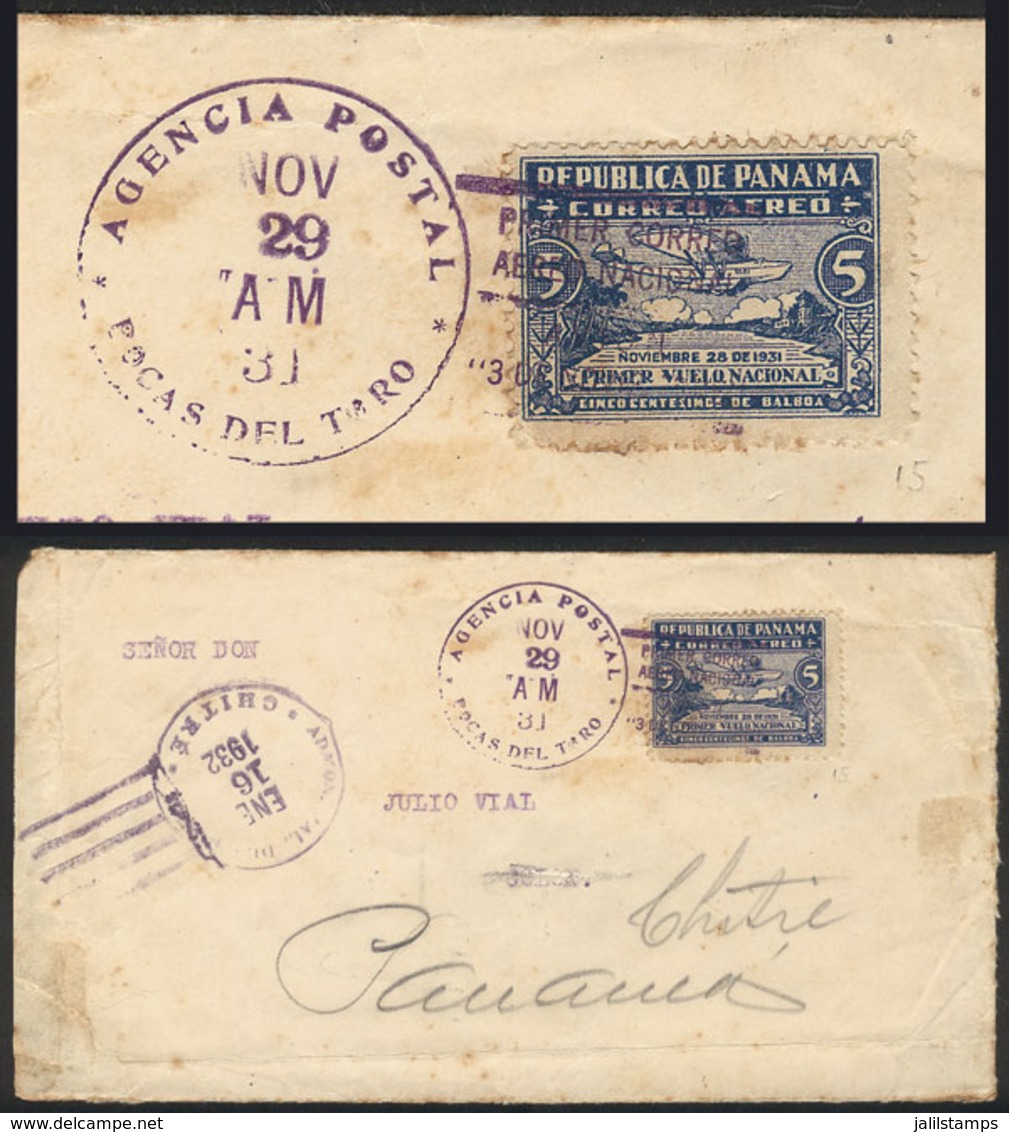 PANAMA: Cover Franked By Sc.C15, Sent From BOCAS DEL TORO To Colón On 29/NO/1931 And Forwarded To Chitré (arrival Mark O - Panamá