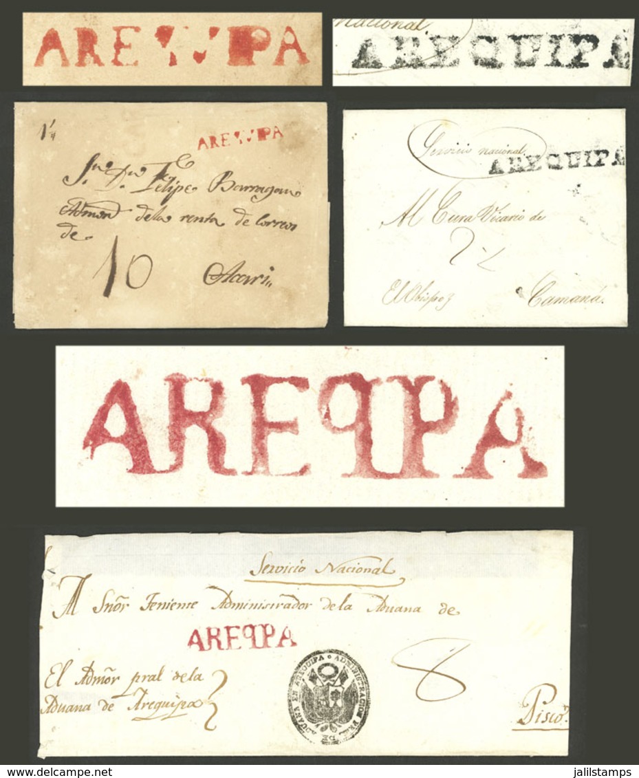 PERU: 3 Folded Covers Used Between 1810 And 1840 With 3 Different Marks Of AREQUIPA, All Of Excellent Quality, Very Good - Peru