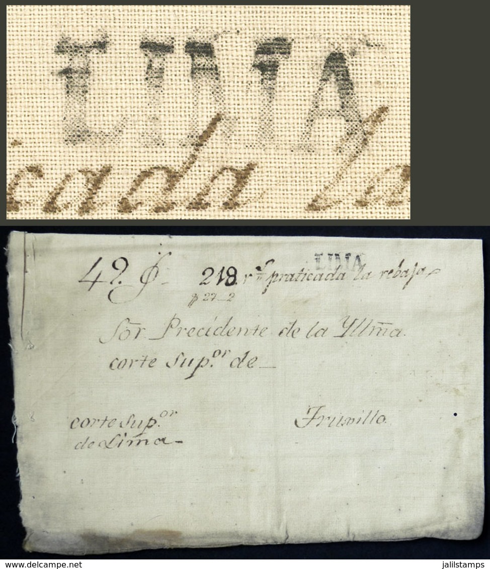 PERU: Circa 1830, FABRIC BAG That Contained A Criminal Case Sent To Trujillo By The Corte Superior De Lima, With Black S - Peru