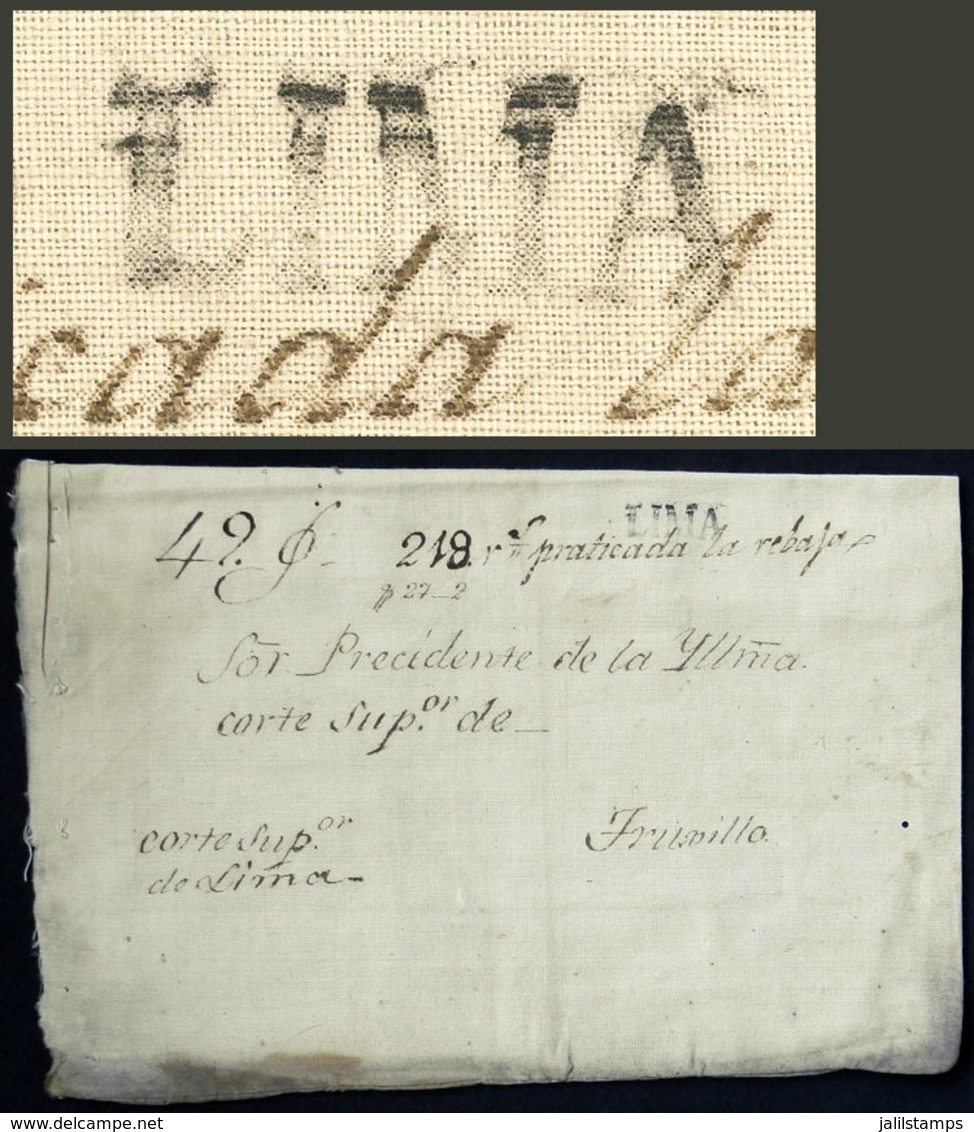 PERU: Circa 1830, FABRIC BAG That Contained A Criminal Case Sent To Trujillo By The Corte Superior De Lima, With Black S - Perù