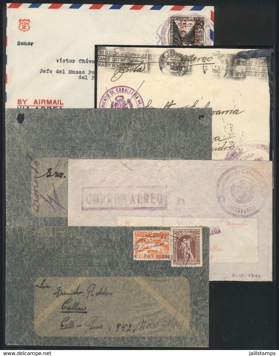 PERU: OCCUPIED TERRITORIES IN ECUADOR, Military Airmail Services In The Occupied Ecuador Area: Group Of 5 Covers Flown I - Perú