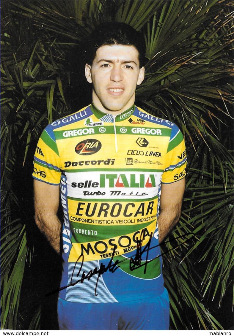 CARTE CYCLISME STEFANO CASAGRANDE SIGNEE TEAM SELLE ITALIA 1990 - Cyclisme