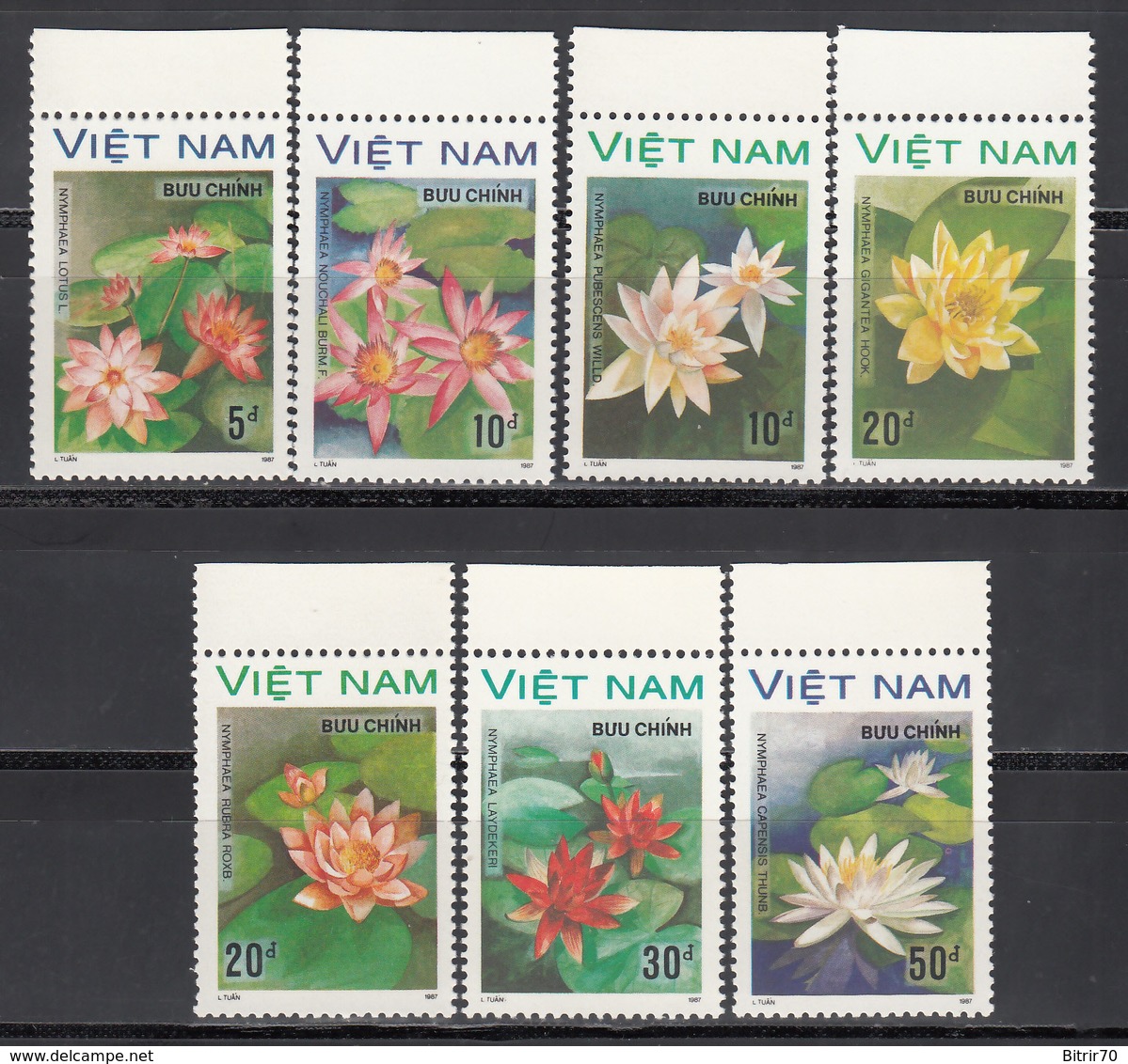 Vietnam, 1987  Yvert Nº 847E / 847L MNH,  Flores De Agua, Nenúfar Rosado, Nymphaea Lotus, Nymphaea Gigantea Hook, Etc - Otros & Sin Clasificación