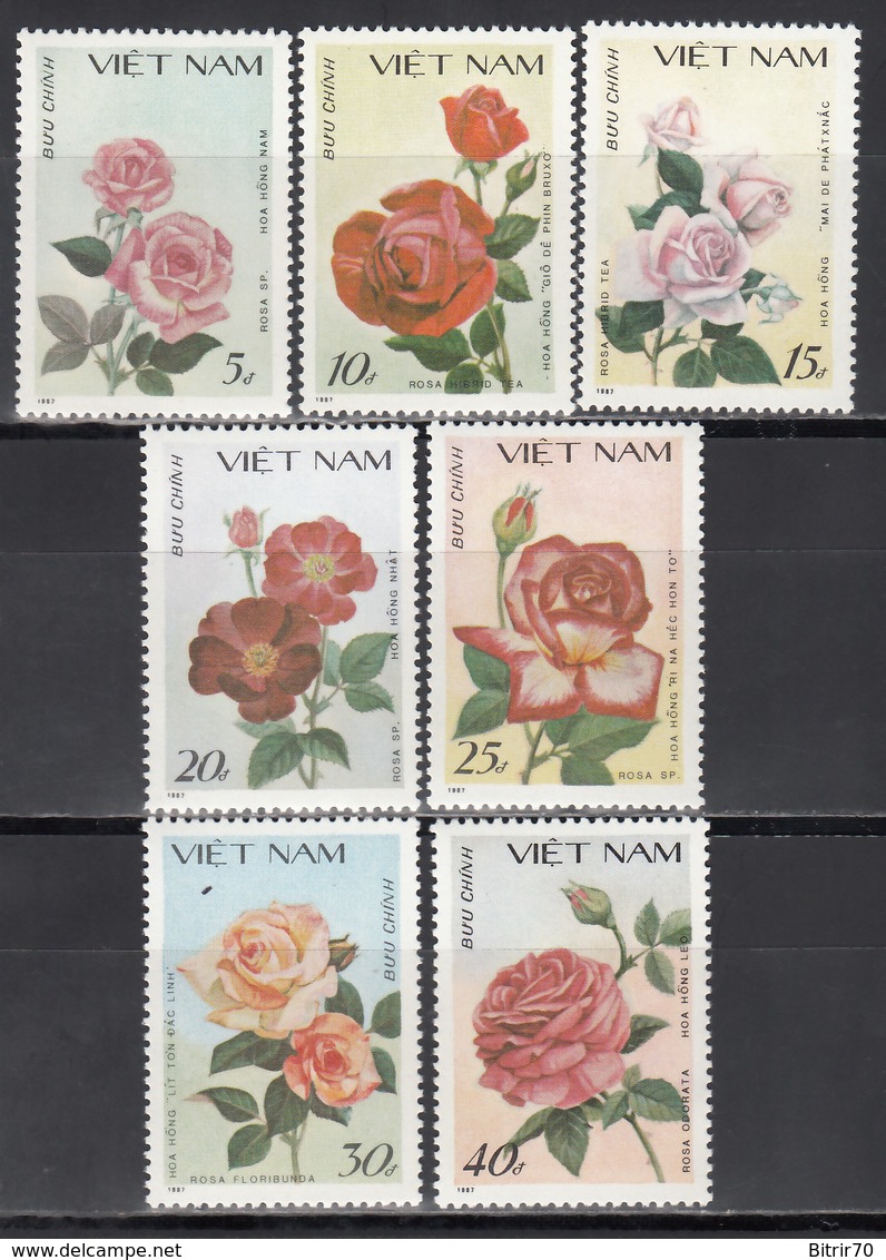 Vietnam, 1987  Yvert Nº 855 / 861,  MNH, Rosa De Littondarling, Phin Bruxo, Climbing Rose, Etc - Rosas