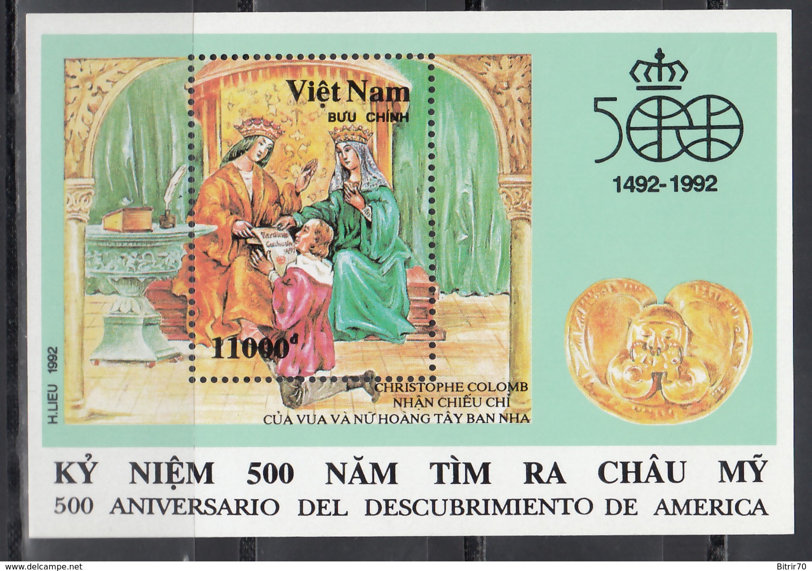 Vietnam, 1987  Yvert Nº HB 71   MNH, 500 Aniversario. Del Descubrimiento De América (1942 - 1992) - Cristóbal Colón