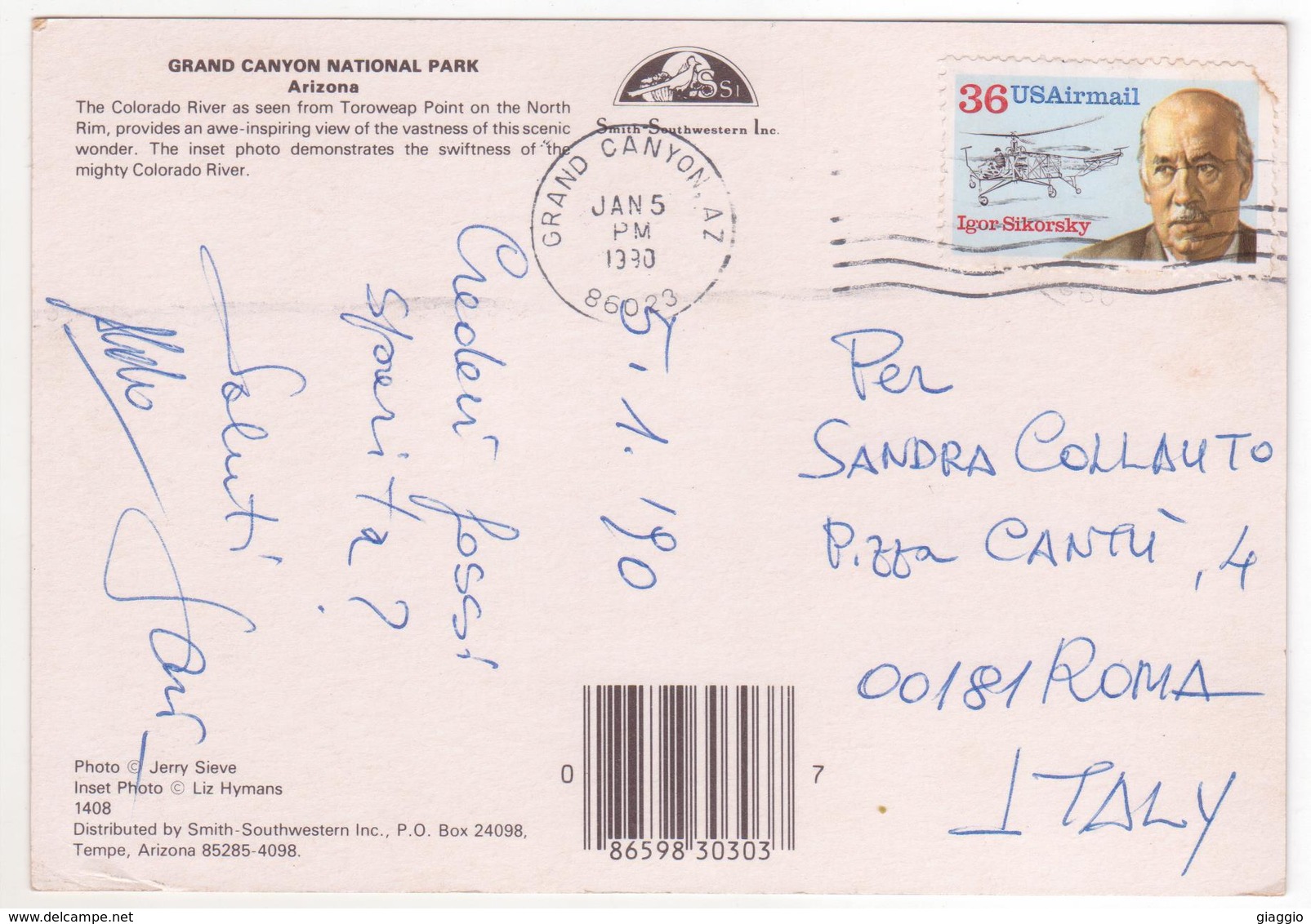 °°° 13829 - USA - AZ - GRAND CANYON - 1990 With Stamps °°° - Grand Canyon