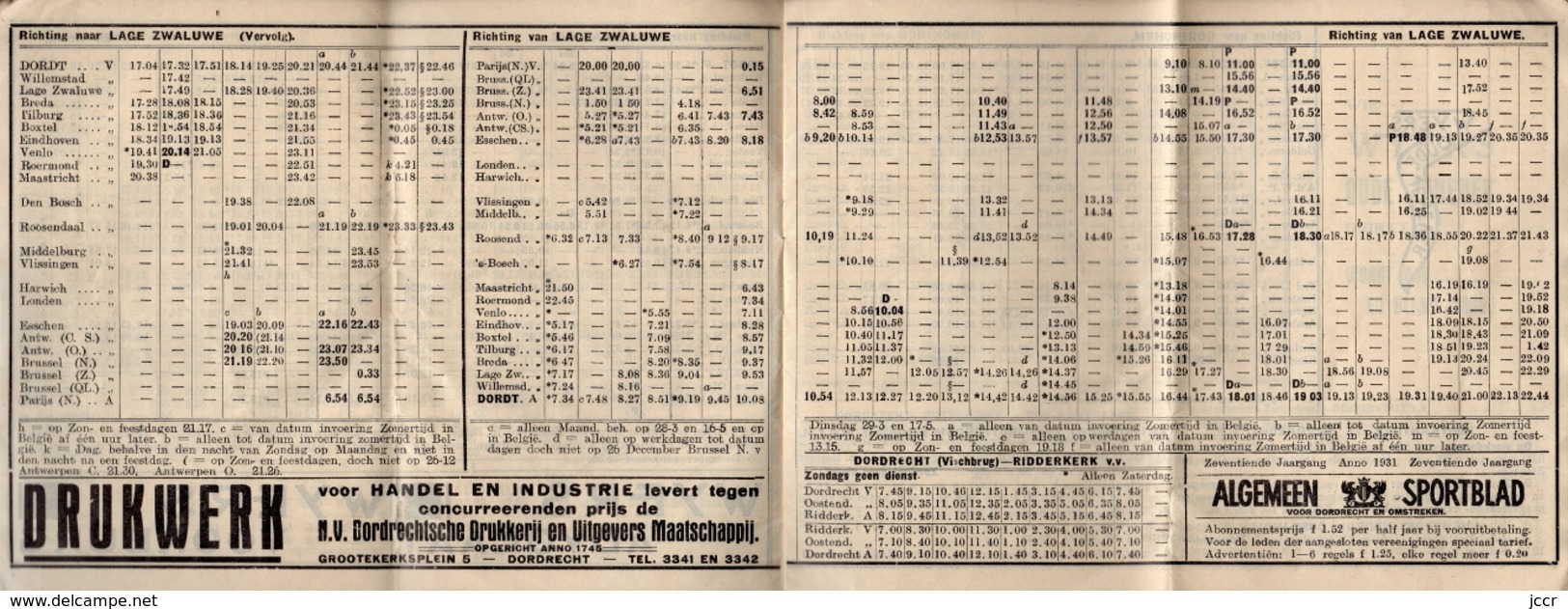 Wyers Dordtsche Reisgids - Winterdienst 1931-1932 Voor Spoor, Boot, Veer, Tram En Autobus - Toerisme