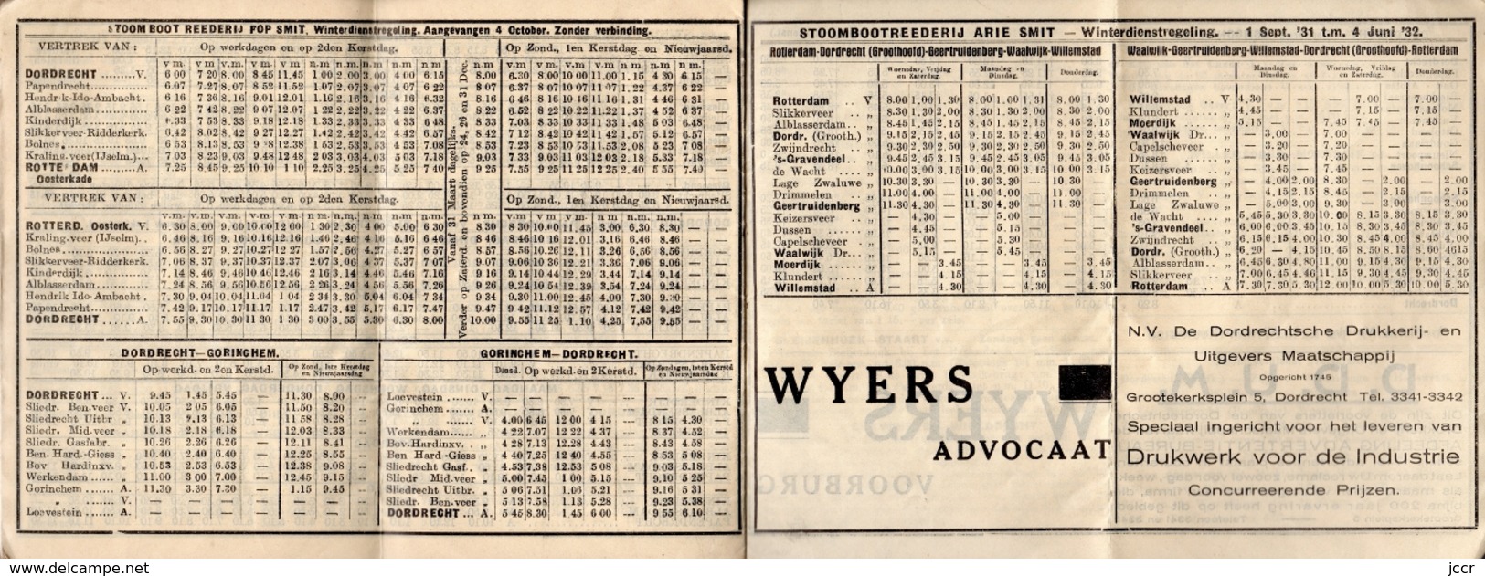 Wyers Dordtsche Reisgids - Winterdienst 1931-1932 voor spoor, boot, veer, tram en autobus