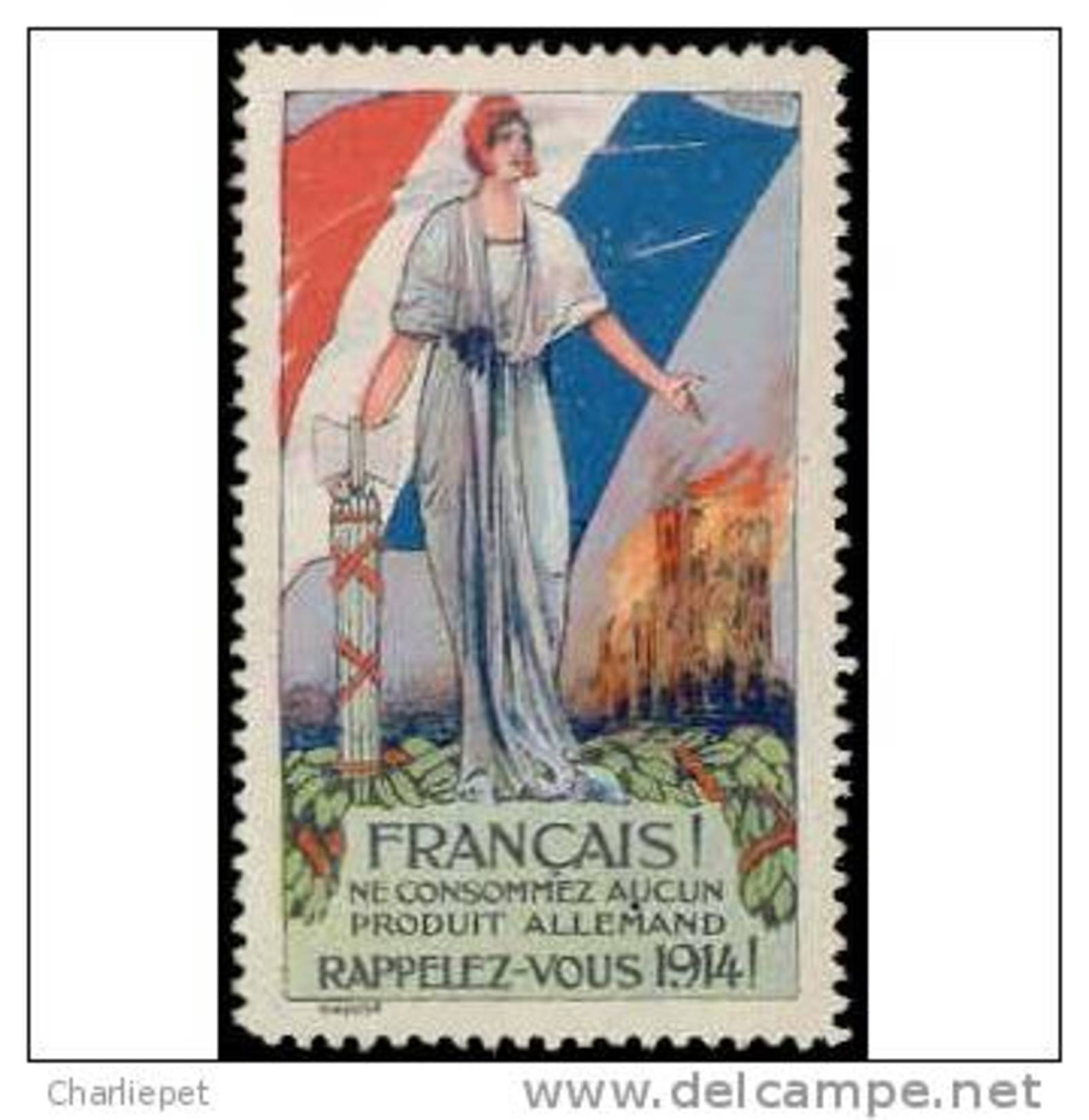 France WWI Anti-German Commercial Propaganda Cinderella Poster Stamp - Other & Unclassified