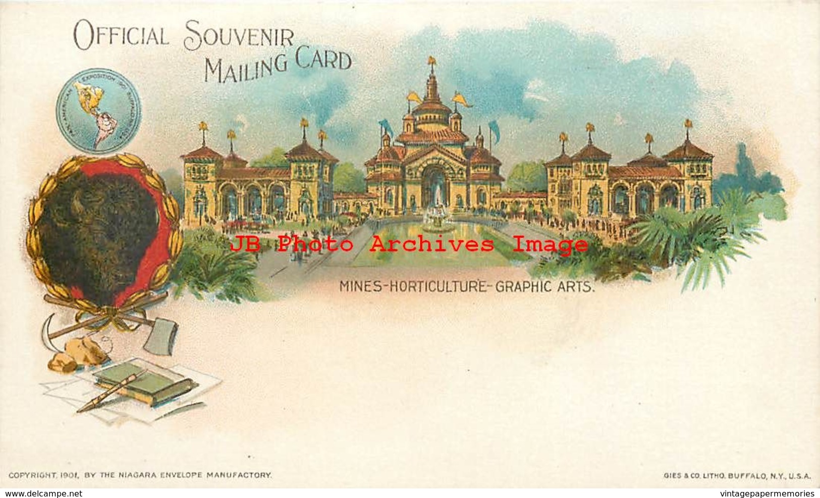 302441-Pan American Expo, Mines-Horticulture-Graphic Arts Building, Buffalo, NY, PMC, Private Mailing Card, Gies & Co - Exhibitions