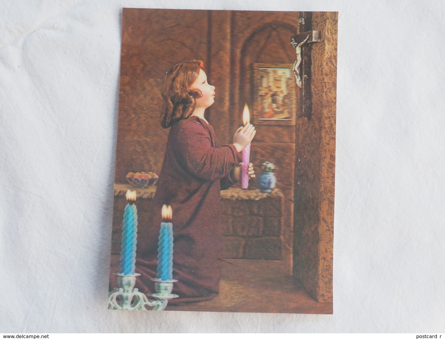 3d 3 D Lenticular Stereo Postcard Child In Prayer Toppan Japan    A 202 - Cartes Stéréoscopiques