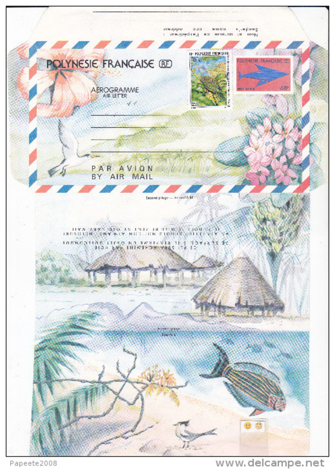 Polynesie Française / Tahiti - Aérogramme à 68 F CFP - 1988 - Neuf / Surchargé à 100 F - Luchtpostbladen